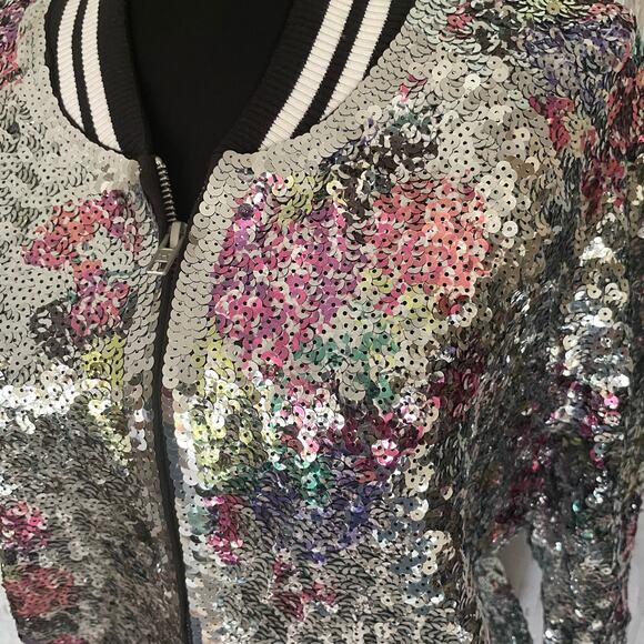 Victoria's Secret PINK Jacket Womens XS Multicolor Sequin Varsity Bomber - Picture 3 of 7
